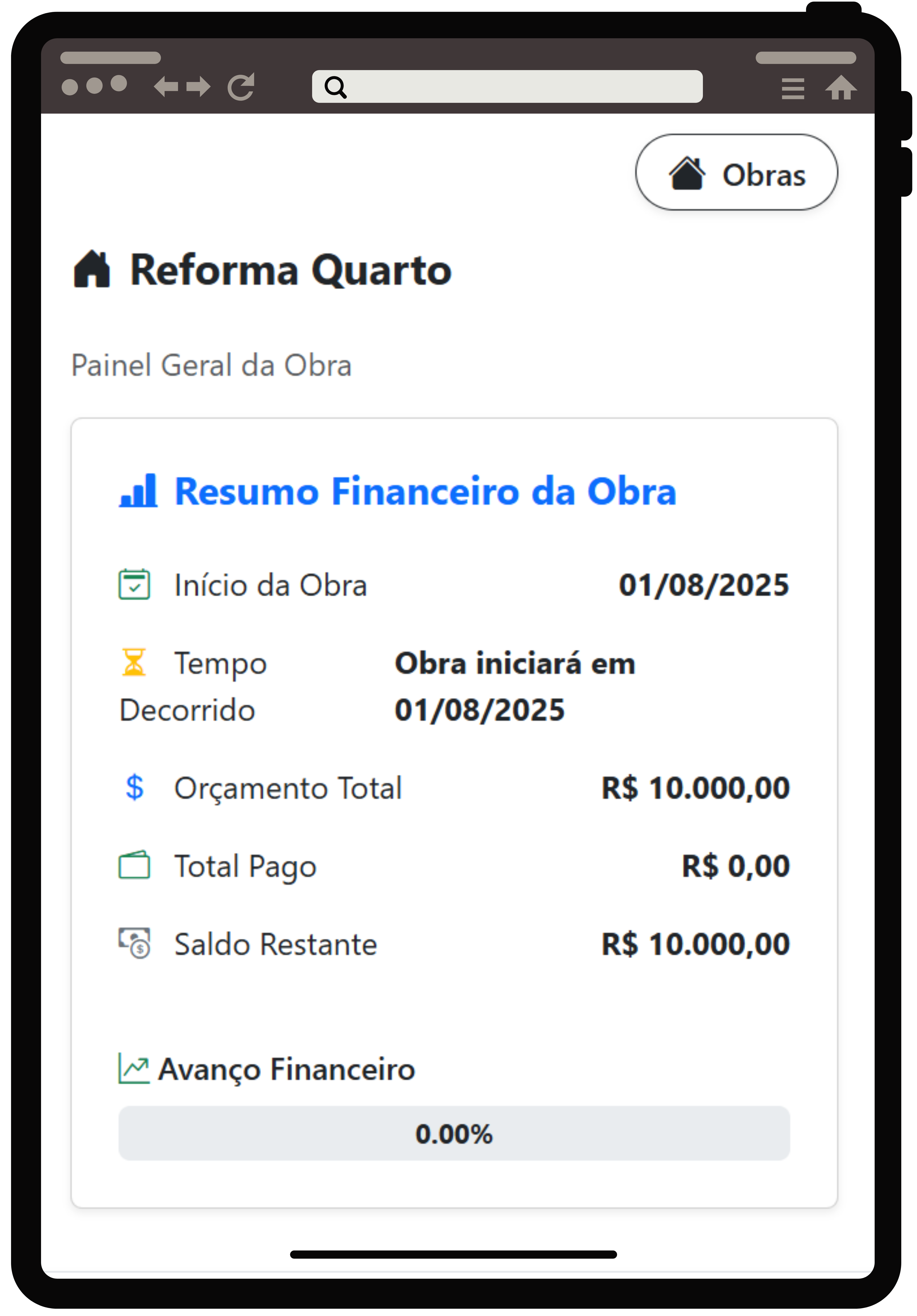 Exemplo do app